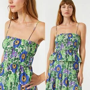 NWT Rhode Spaghetti Straps Pelplum Julieta Top Green Floral Size: Medium